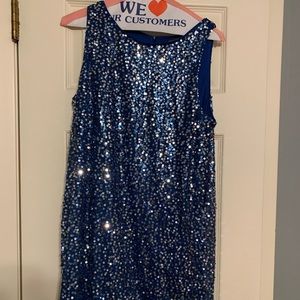 Blue Sequin Mini Dress